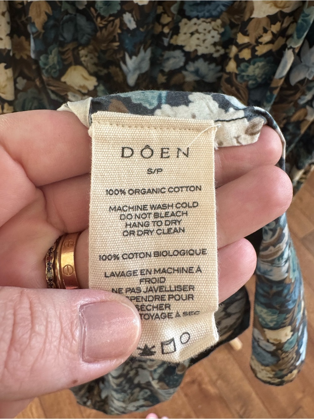 DÔEN Floral Smocked Maxi Dress Small Blue Puff Sleeve Cottagecore - Picture 5 of 5
